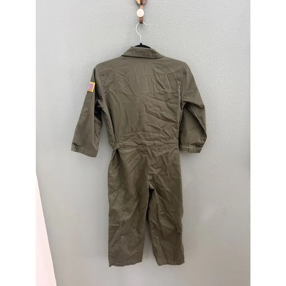 TROOPER Clothing Unisex Youth L Sz 8/10 Military Flight Suit Costume Olive Green